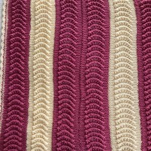Pink & Cream Handmade knitted crochet baby blanket